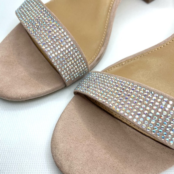 Candie’s Faux Suede Light Pink Mini Heel. W/ Iridescent Rhinestones Sz 10. - Picture 3 of 7